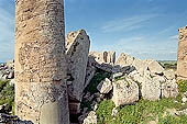 Selinunte the temple hill. Temple ruins crushed to the ground, like a fantastic work of art 